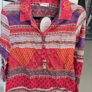 Magazine Red and Purple Patterned Blouse